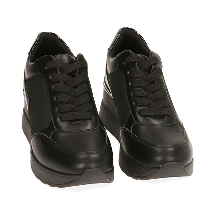 Sneakers nere cheap con zeppa