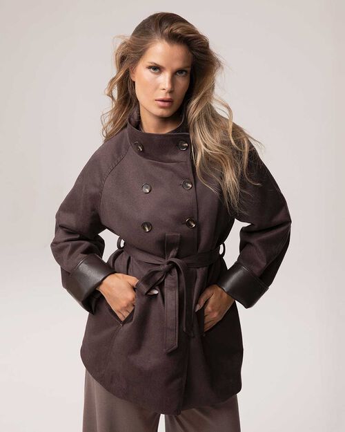 Trench marron fonc&eacute; avec ceinture, DK BROWN