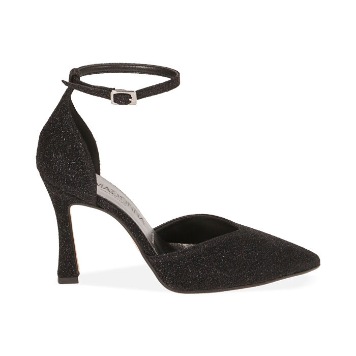 Décolleté da donna nere glitter, tacco 9,5cm | Primadonna Collection