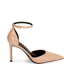 Décolleté open shank nude in vernice, tacco 9,5 cm, Primadonna, 242156402VENUDE035, 001a