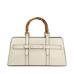 Sac à main femme crème en croco, Primadonna, 25M740312CCPANNUNI, 001a