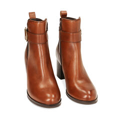 Stivaletti Chelsea cognac in pelle, tacco 6,3 cm, Primadonna, 22L920061PECOGN035, 002a