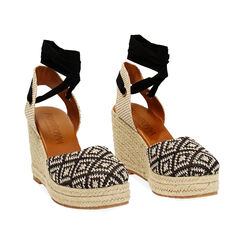 Espadrilles femme noires crème en raphia, Primadonna, 254920101RFNEPA035, 003 preview