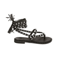 Sandali lace-up neri con borchie, Primadonna, 214988301EPNERO035, 001 preview