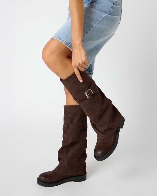 ZAPATOS BIKER MICROFIBRA MORO, DK BROWN