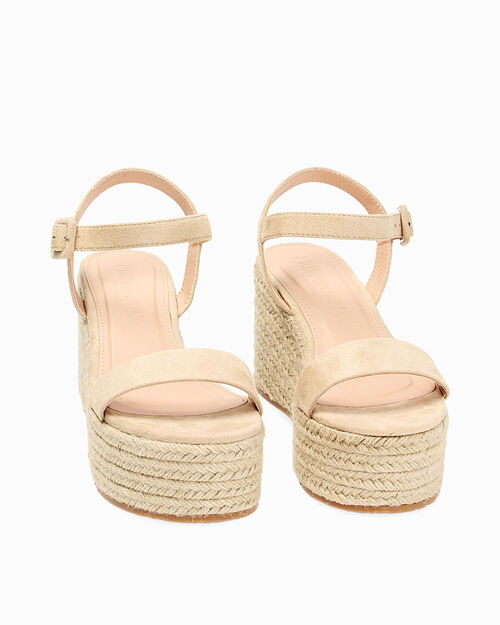 WOMEN SHOES WEDGE MICROFIBER BEIG, BEIGE