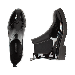 Chelsea boots neri in vernice con lavorazione Duilio, Stivaletti, 143055702VENERO036, 003 preview