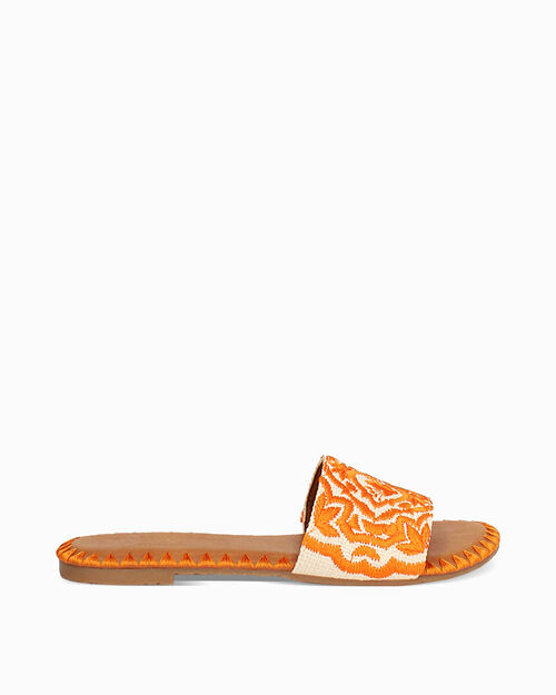 WOMEN SHOES FLAT RAFIA ARAN, ORANGE