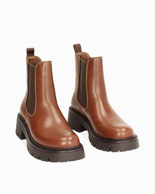 Beatles cognac con suola in gomma 5 cm, 