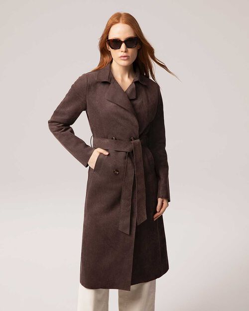 Trench testa di moro con cintura coordinata, DK BROWN