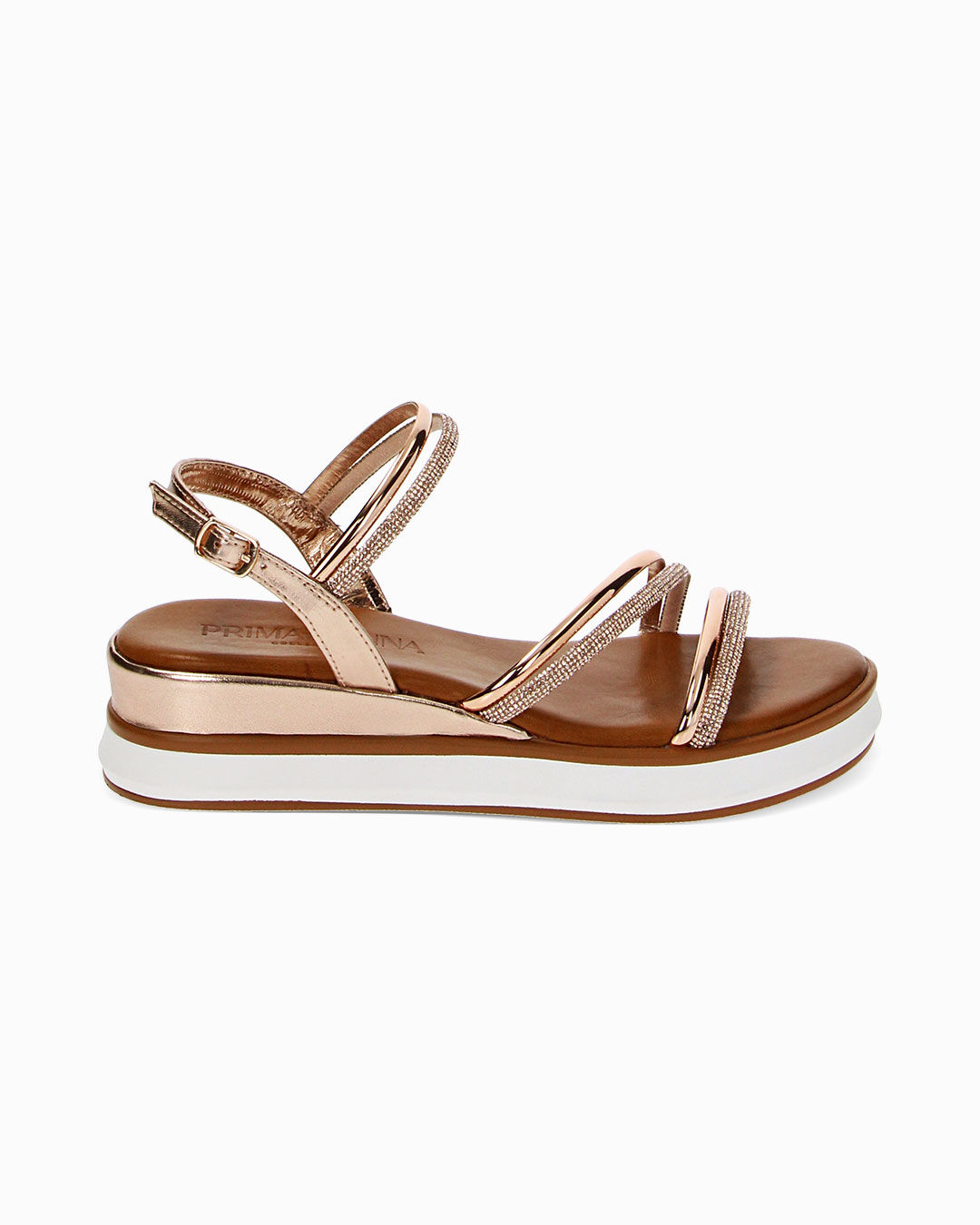 Zeppe rosa oro con pietre scintillanti 4,4 cm