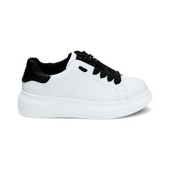 Sneakers bianche con perle, suola 4,5 cm, Primadonna, 222866052EPBIAN035, 001 preview