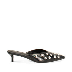 Sabot noir brillant avec clous et talon de 4,2 cm, Primadonna, 264931101SBNERO035, 001a