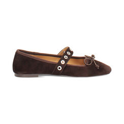 Ballerina in camoscio testa di moro con soletta in pelle, Primadonna, 26N145016CMMORO040, 001 preview