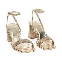 Sandalo donna oro luminoso, tacco gioiello 7,5 cm, Primadonna, 254924216LPOROG035, 003 preview