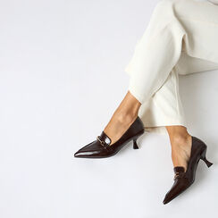 Mocassini lucidi testa di moro con tacco 5,8 cm, Primadonna, 264934907EUMORO035, 002 preview