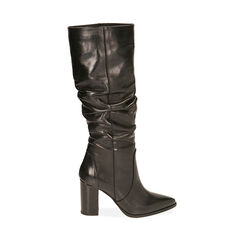 Stivali neri in pelle, tacco 9 cm , Primadonna, 20L601650PENERO036, 001a