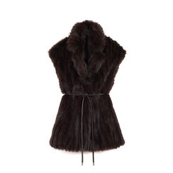 Cappotto smanicato in faux fur testa di moro, Primadonna, 266500477FUMOROM, 001a