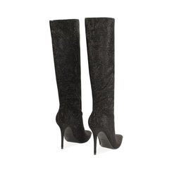 Stivali neri con pietre e tacco 10 cm, Primadonna, 262130617MPNENE035, 004 preview