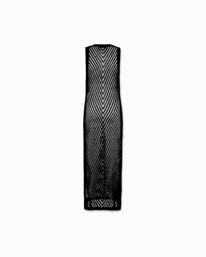 Vestito donna nero in tessuto image number null