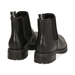 Chelsea boots neri in eco-pelle con micro boules, Scarpe, 140691301EPNERO036, 004 preview