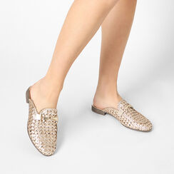 Sabot femme rose doré en cuir tressé, Primadonna, 251429029PIRAOR036, 002 preview