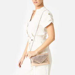 Sac bandoulière femme rose doré en laminé avec pierres, Primadonna, 255124695LPRAORUNI, 002a