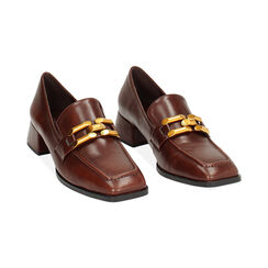 Mocassino cognac, tacco largo 4 cm, Primadonna, 244906802EPCOGN035, 002 preview