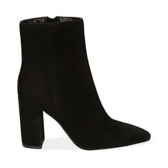 Ankle boots neri in camoscio, tacco 9 cm , Special Price, 16D600203CMNERO037, 001a