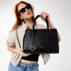 Bolso de mano negro con bandolera removible, Bolsos, 275701413EPNEROUNI, 002a