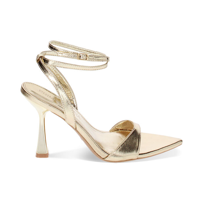 Sandales à talon or en laminé, Primadonna, 234929419LMOROG035