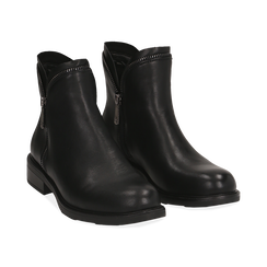 Stivaletti neri in eco-pelle con zip, 