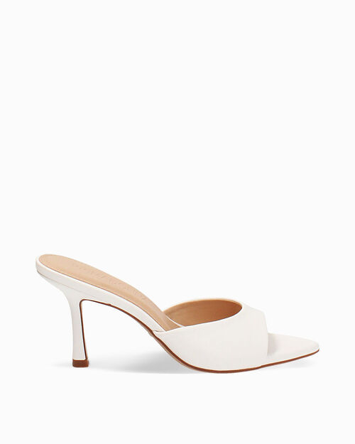 Mules open toe bianchi tacco 8,5 cm, WHITE