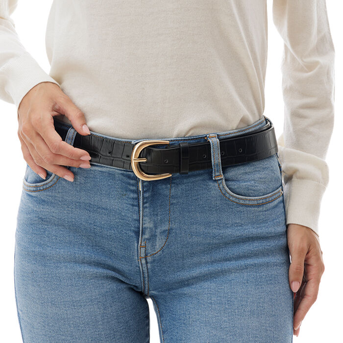 Ceinture noire en croco Primadonna Collection