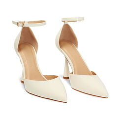 Escarpin ouvert en cuir blanc cass&eacute; talon 9,5 cm, Chaussures, 274912967VEPANN036, 003 preview