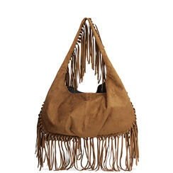 Borsa a spalla marrone in microfibra con frange, Primadonna, 26M701546MFMARRUNI, 004 preview