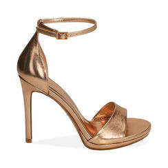 Sandali rosa oro laminato, tacco 11 cm , ULTIME OCCASIONI, 192133410LMRAOR036, 001a