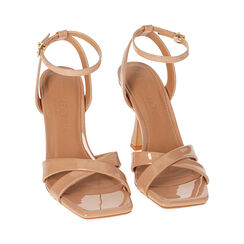 Sandali nude in vernice, tacco 9,5 cm, Primadonna, 212101906VENUDE035, 002 preview