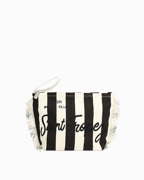 Trousse canvas nero-beige elegante, MULTI COLOR