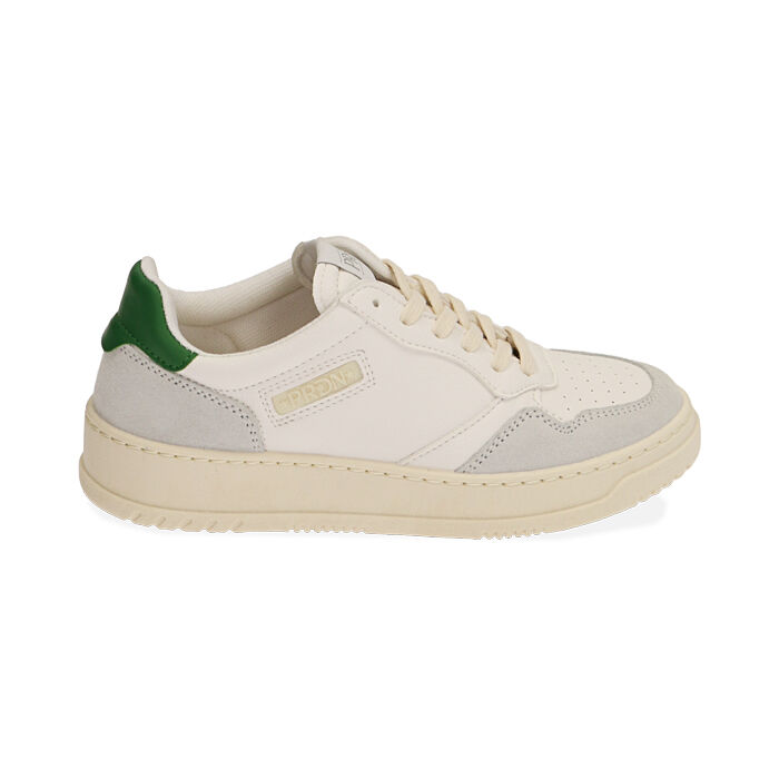 Sneakers bianco/verde, suola 4 cm, Primadonna, 20F999215EPBIVE035