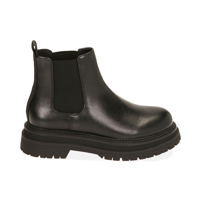 Chelsea boots neri, tacco 5 cm , Primadonna, 200611251EPNERO036
