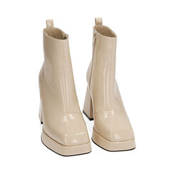 Ankle boots panna in naplack, tacco 9 cm , Primadonna, 204981701NPPANN036, 002 preview