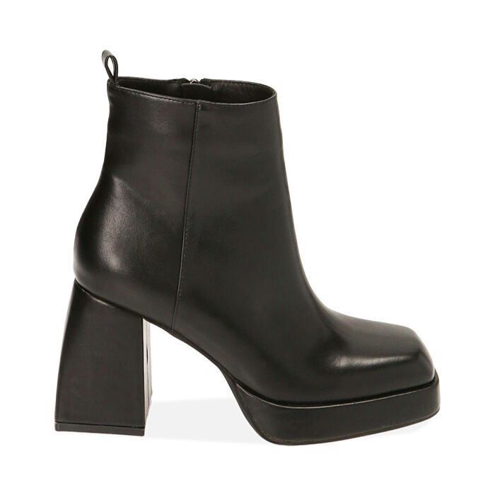 Bottines noires, talon 9 cm , Primadonna, 204981701EPNERO036