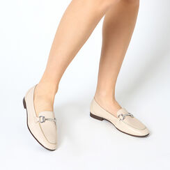 Mocasín color crema de cuero, Primadonna, 257725524PEPANN036, 002a