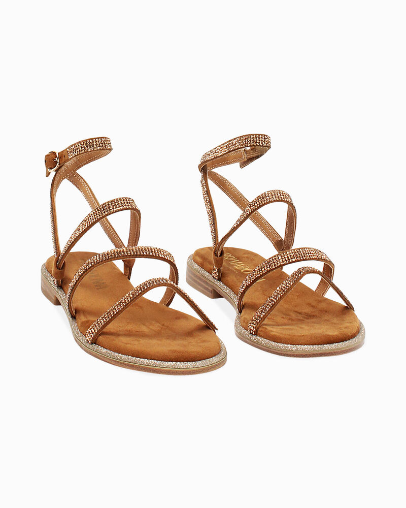 Sandali bassi donna cognac in microfibra image number null