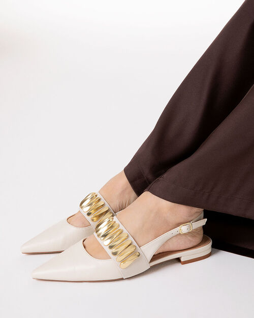 Bailarinas crema destalonadas elegantes, CREAM