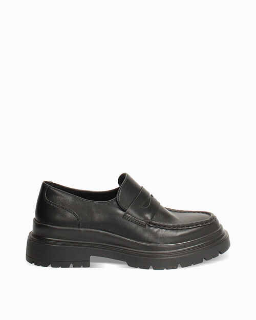 Mocassins noirs talon 3,5 cm, BLACK
