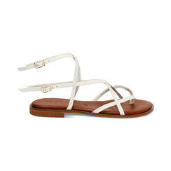 Sandalias planas mujer blancas de cuero, Primadonna, 25B817031PEBIAN035, 001 preview