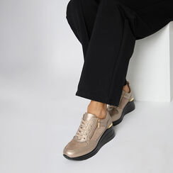 Zapatillas deportivas bronce con tacón de 7 cm, Primadonna, 262850919EPBRON035, 002a