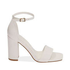 Sandali bianchi, tacco 9 cm , Primadonna, 192104901EPBIAN035, 001a